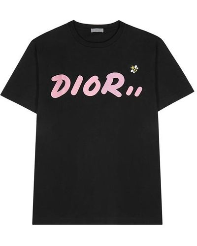 Dior X Kaws Dior Print Bee Embroidered Tee - Black
