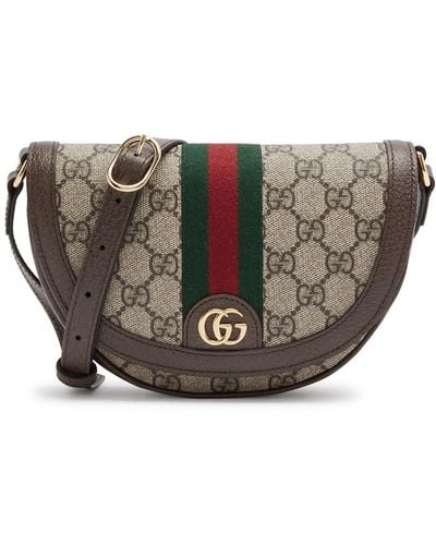 Gucci Ophidia Gg Mini Monogrammed Saddle Bag, Leather Bag - Grey
