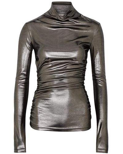 Blumarine Metallic Cut-out Ruched Jersey Top - Black