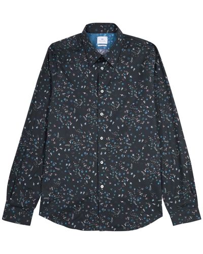 PS by Paul Smith Floral-print Stretch-cotton Shirt - Blue