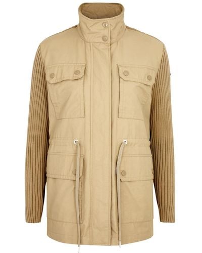 Moncler Poplin And Knitted Jacket - Natural