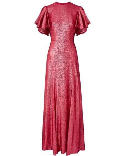 The Vampire's Wife The Light Sleeper Lamé Wool-blend Gown - Red
