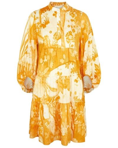 Erdem Printed Cotton Mini Dress - Yellow
