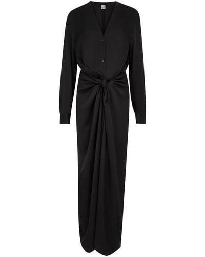Totême Knotted Satin Maxi Dress - Black