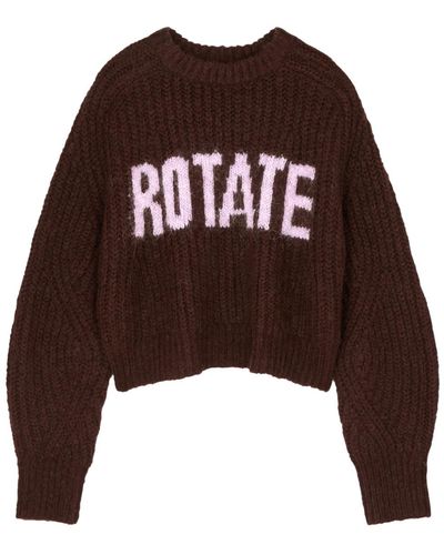 ROTATE BIRGER CHRISTENSEN Shandy Brown Logo Wool-blend Sweater