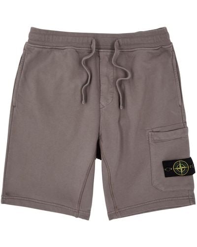 Stone Island Logo Cotton Shorts - Grey