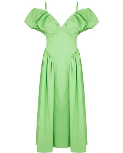 Rejina Pyo Erin Off-the-shoulder Cotton Midi Dress - Green