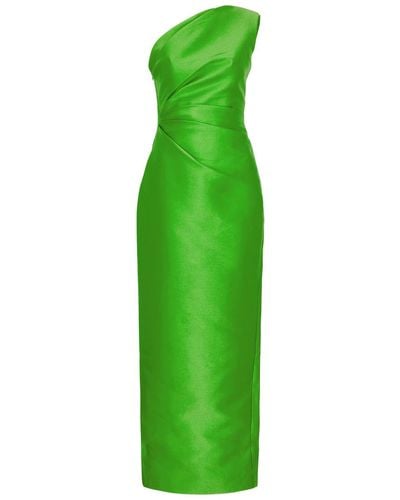 Solace London Kira One-shoulder Satin Gown - Green