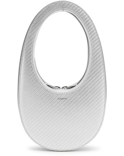 Coperni Swipe Mini Metallic Leather Top Handle Bag - Grey