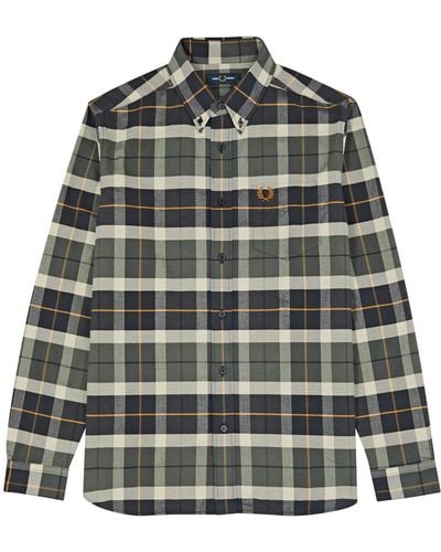 Fred Perry Checked Logo Flannel Shirt - Gray