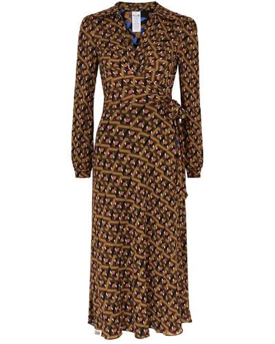 Diane von Furstenberg Phoenix Reversible Tulle Midi Dress - Brown