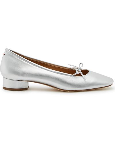 Aeyde Darya 25 Metallic Leather Court Shoes - White