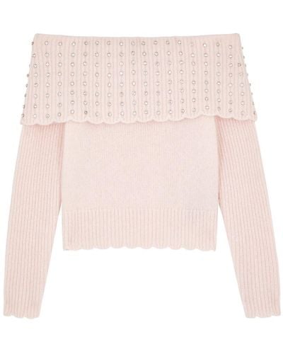 Needle & Thread Crystal-embellished Alpaca-blend Sweater - Pink