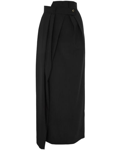 A.W.A.K.E. MODE Deconstructed Stretch-Wool Maxi Skirt - Black