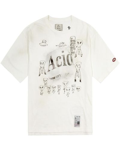 Maison Mihara Yasuhiro Distressed Acid Printed Cotton T-shirt - White
