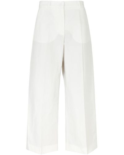 Weekend by Maxmara Zircone Cropped Cotton-blend Pants - White