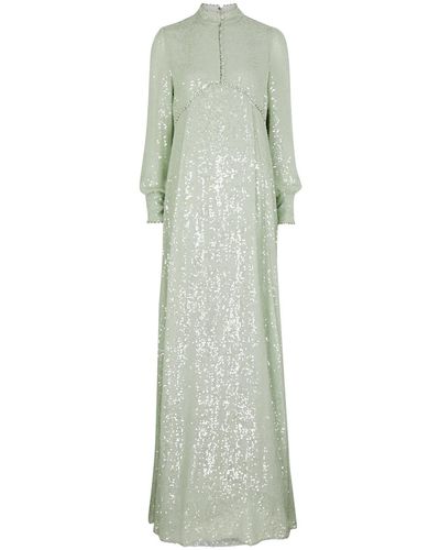 Erdem Justine Sequin-Embellished Gown - Green