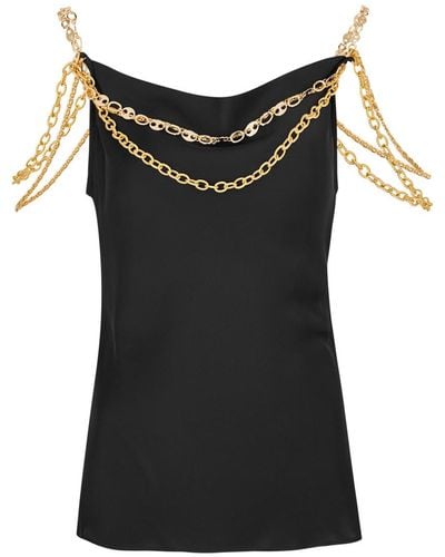 Rabanne Chain-Embellished Satin Camisole Top - Black