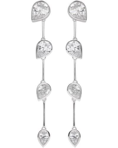 Completedworks Crystal-Embellished Rhodium-Plated Drop Earrings - White