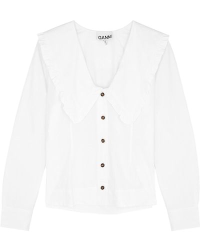 Ganni Cotton-Poplin Shirt - White