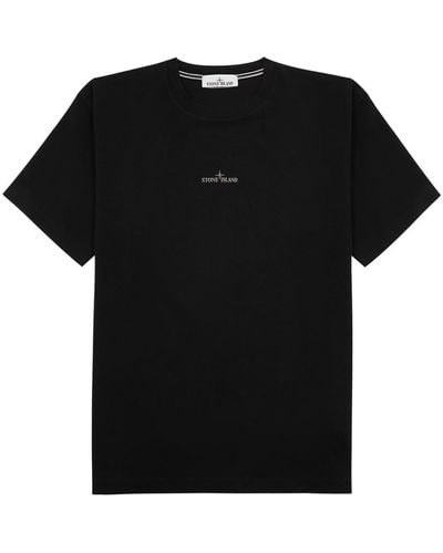 Stone Island Logo-Print Cotton T-Shirt - Black