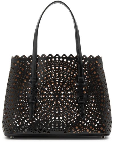 Alaïa Alaïa Mina 25 Leather Top Handle Bag - Black