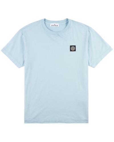 Stone Island Logo Cotton T-shirt - Blue
