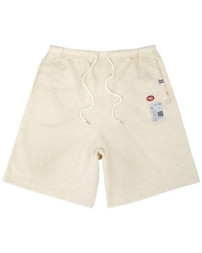 Maison Mihara Yasuhiro Logo Distressed Cotton Shorts - Natural