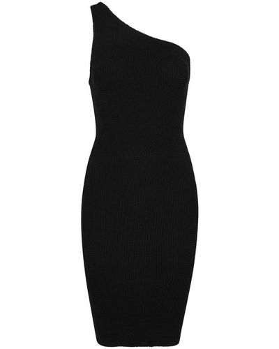 Hunza G Nancy One-shoulder Seersucker Dress - Black