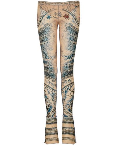 Jean Paul Gaultier Sun Tattoo Flared Stretch-jersey leggings - Natural