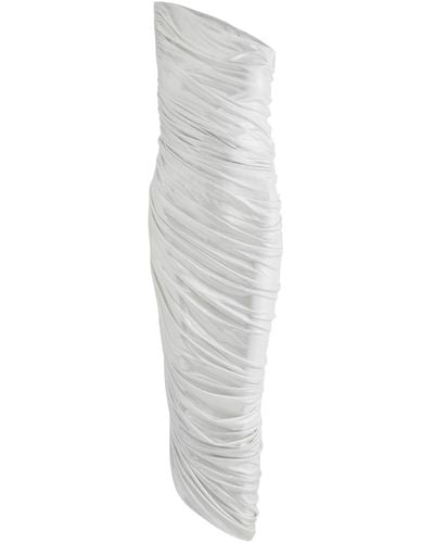Norma Kamali Diana Metallic Stretch-Jersey Maxi Dress - White