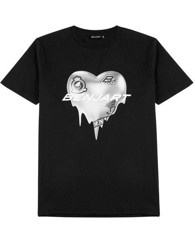 Benjart Heart Logo Printed Cotton T-shirt - Black