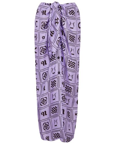 Nanushka Nicolet Printed Silk-satin Maxi Skirt - Purple