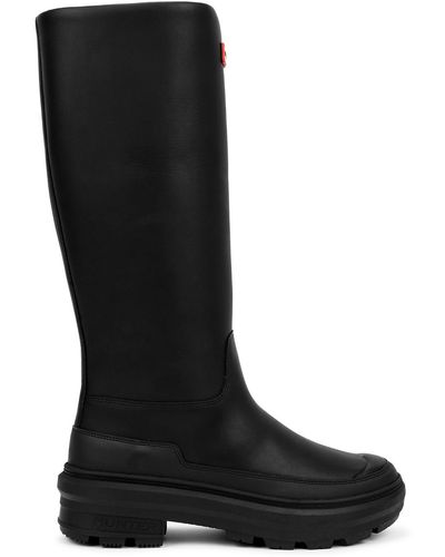 HUNTER X Killing Eve Chasing Black Leather Knee-high Boots