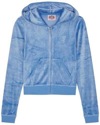 Juicy Couture Robyn Hooded Velour Sweatshirt - Blue
