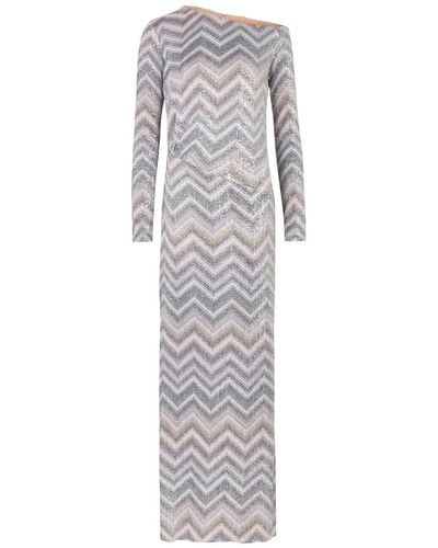 Missoni Zigzag Sequin-embellished Knitted Maxi Dress - Gray