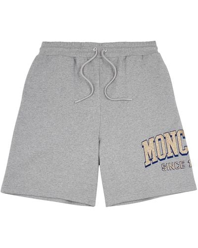 Moncler Logo Cotton Shorts - Gray