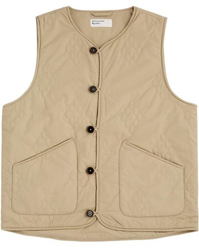 Universal Works Quilted Embroidered Gilet - Natural