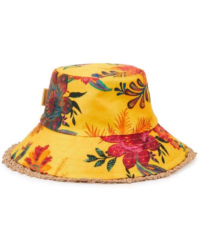 Zimmermann Printed Linen Bucket Hat - Yellow