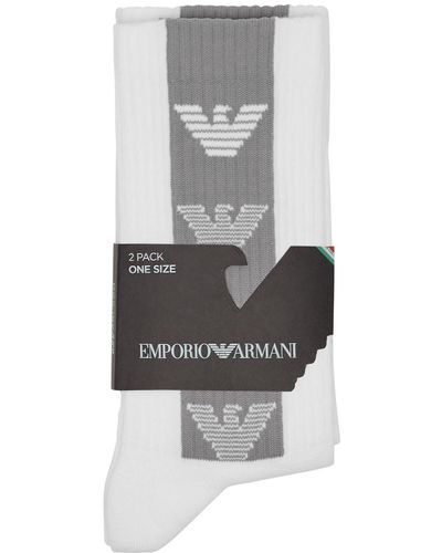 Emporio Armani Logo-intarsia Cotton-blend Socks - Grey