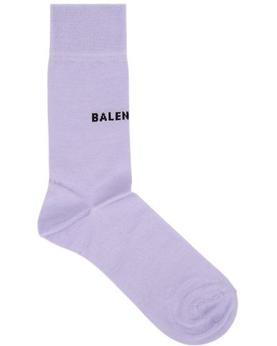 Balenciaga Lilac Logo Stretch-cotton Socks - Purple