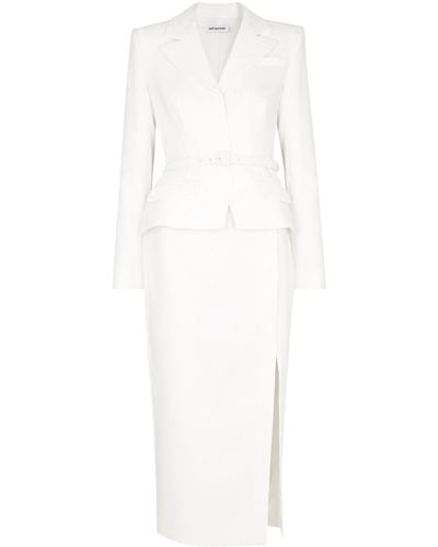 Self-Portrait Belted Blazer Midi Dress - White