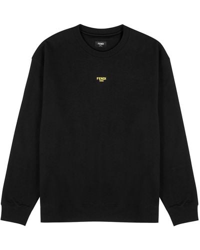 Fendi Black Logo-embroidered Cotton Sweatshirt