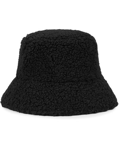 Lack of Color Teddy Faux Shearling Bucket Hat - Black