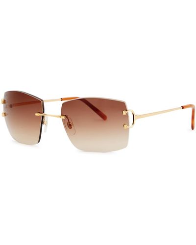 Cartier Signature -tone Rectangle-frames, Sunglasses, Brown Lenses - White