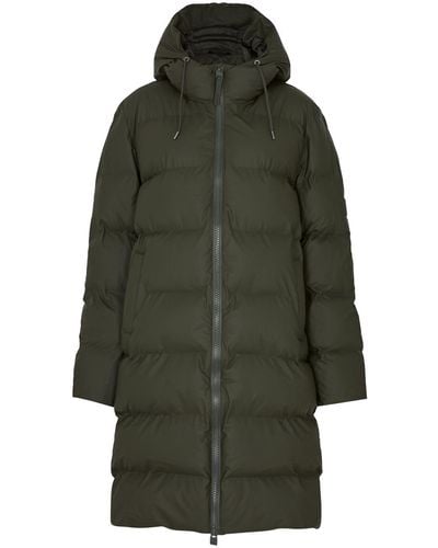 Rains Alta Quilted Rubberised Coat - Green