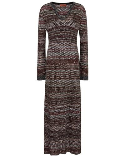 Missoni Striped Embellished Knitted Maxi Dress - Multicolor