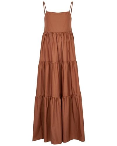 Matteau Tiered Cotton Maxi Dress - Brown