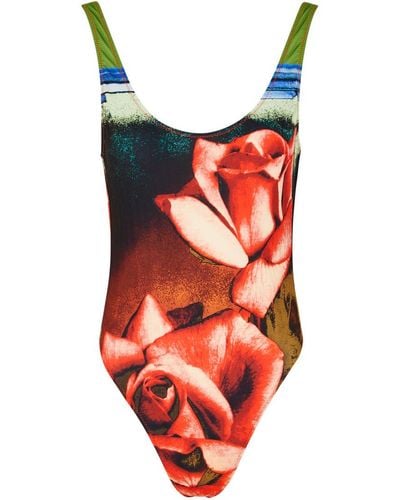 Jean Paul Gaultier Roses Printed Swimsuit - Red