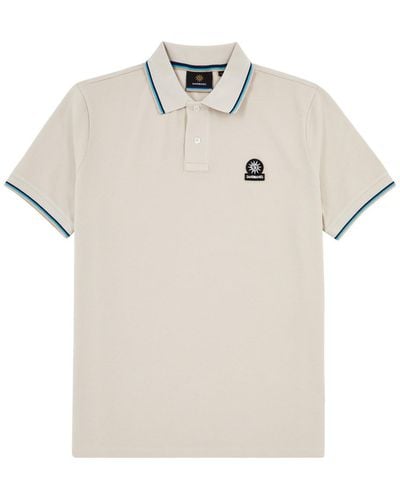 Sandbanks Stripe-Trimmed Logo Piqué Cotton Polo Shirt - White